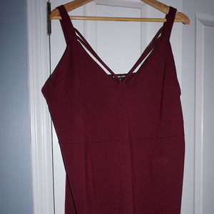 Maroon Fitted Tank Dress